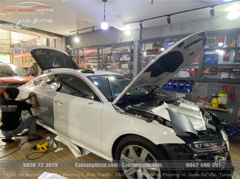 Audi A7 Wrap (Dán) Đổi Màu Trắng Thành Xám Bạc Bóng Như Sơn -  Đẹp - Sang Trọng Tại Cao Sang
