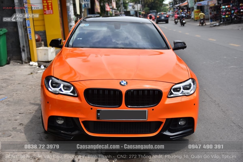 BMW 520I WRAP ĐỔI MÀU CAM BÓNG ĐẸP LUNG LINH TẠI CAO SANG