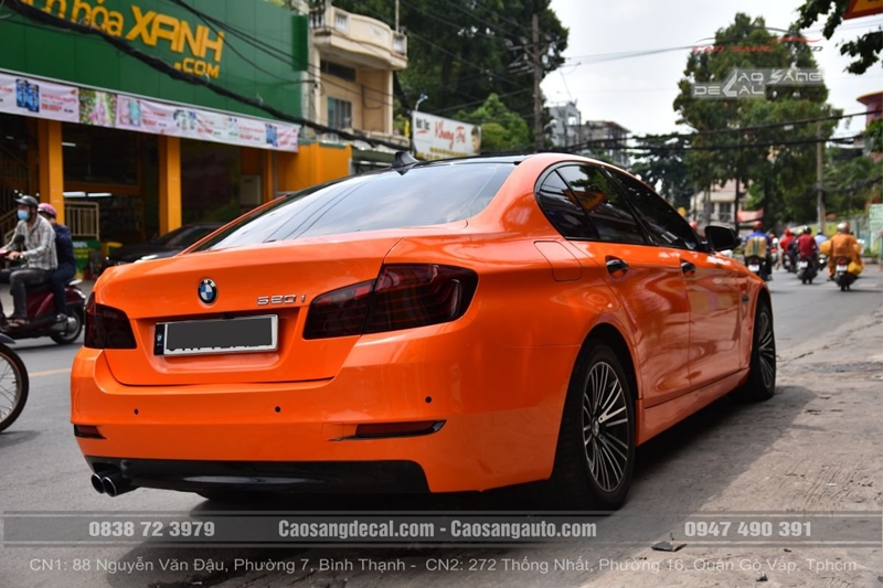 BMW 520I WRAP ĐỔI MÀU CAM BÓNG ĐẸP LUNG LINH TẠI CAO SANG