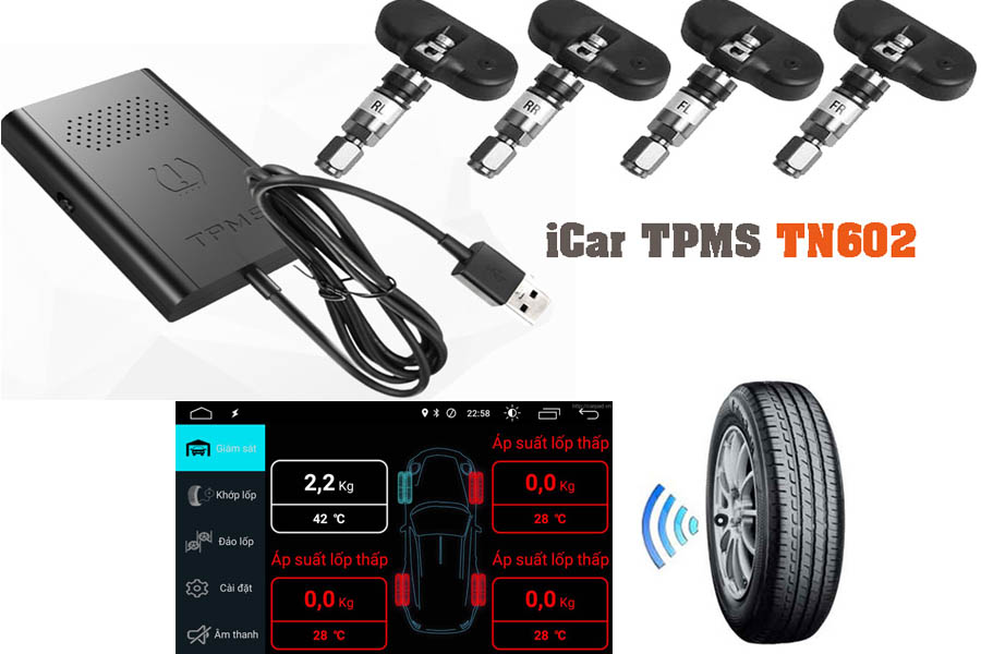 Cảm biến áp suất lốp kết nối USB iCar TN602 - Cao Sang Auto