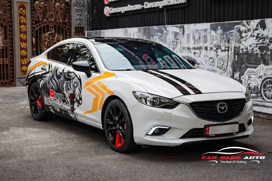 Dán decal tem xe Mazda 6