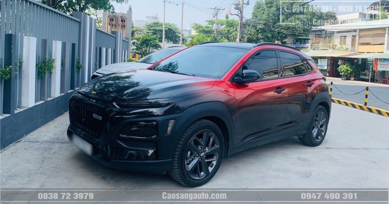 Dán decal xe Kona đỏ đen cam đen đẹp nổi bật