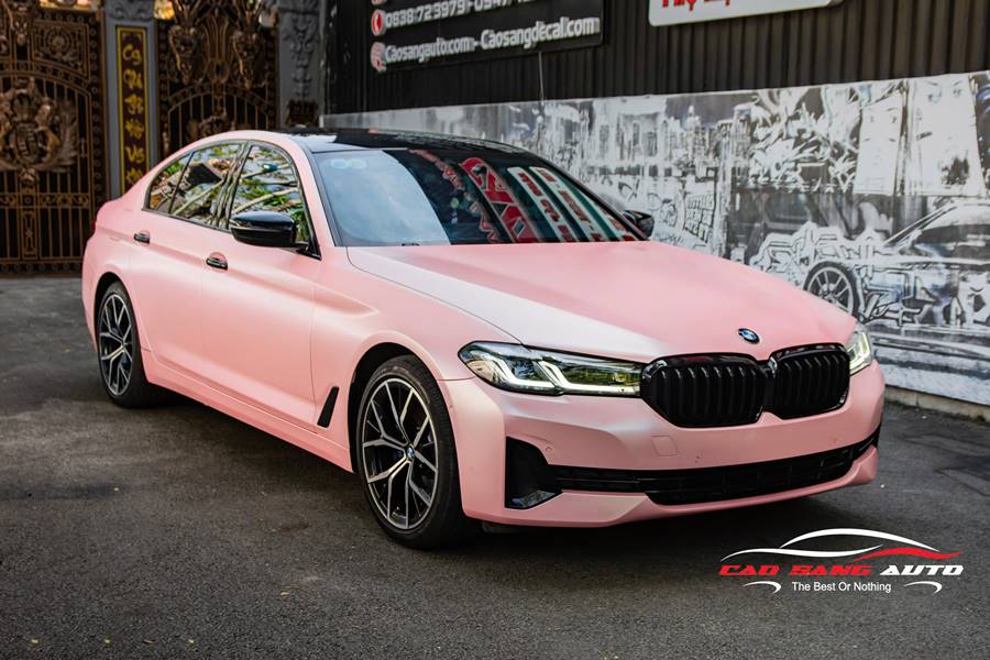 Wrap - Dán đổi màu xe BMW 320i decal hồng mờ