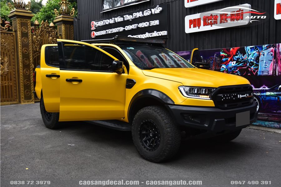 Wrap - Dán đổi màu xe Ford Ranger vàng mờ