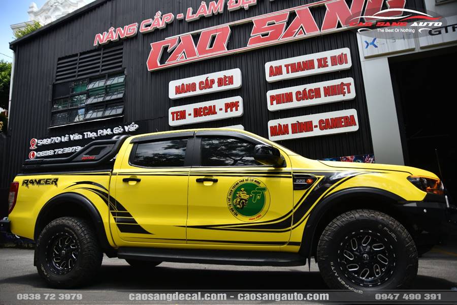 Wrap - Dán decal đổi màu xe Ford Ranger vàng chanh