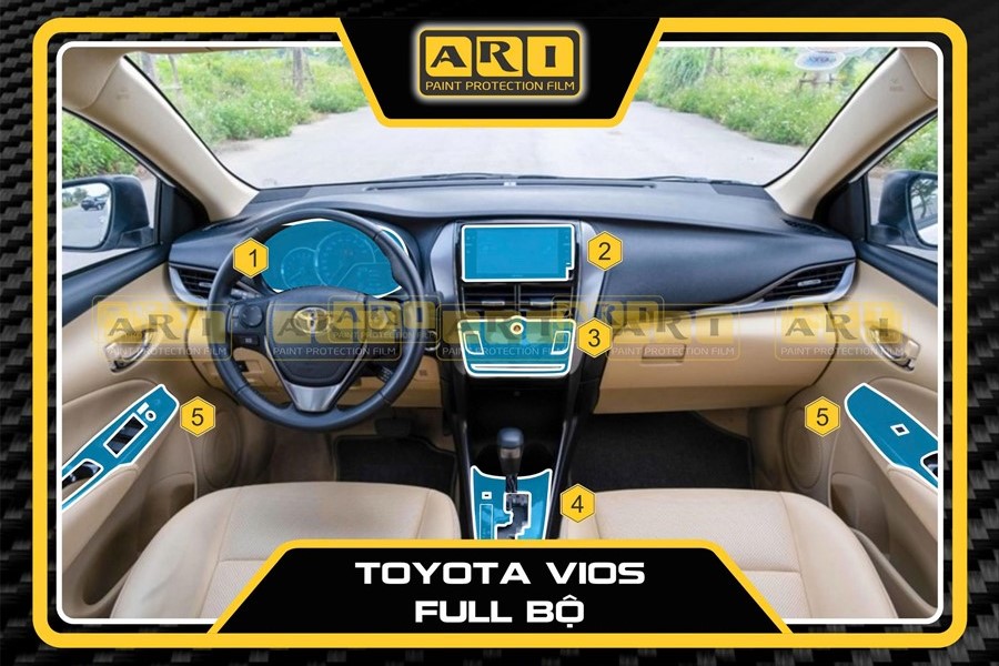 Dán PPF nội thất Toyota Vios