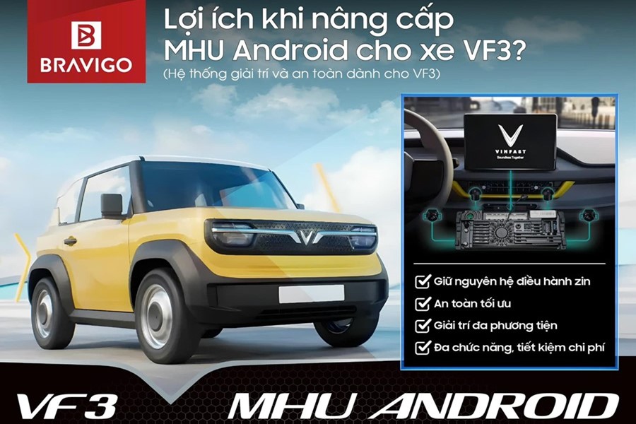 MHU biến màn zin thành màn Android xe Vinfast VF3
