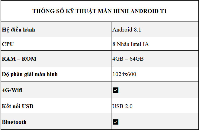 Màn hình Android Kovar T2 Màn hình Android Kovar T2