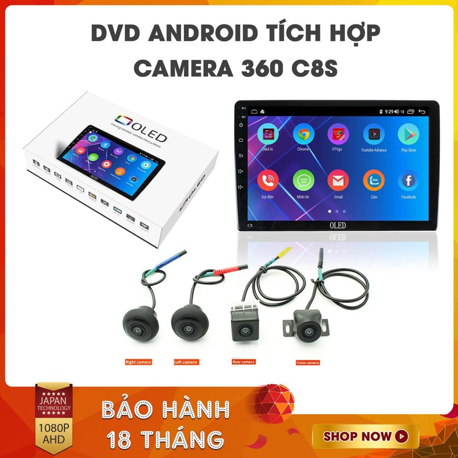 Màn hình DVD Android tích hợp camera 360 Oled C8s New Màn hình DVD Android tích hợp camera 360 Oled C8s New