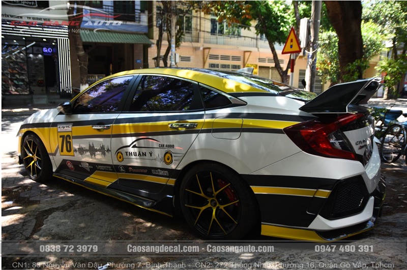 Mẫu dán decal tem Honda Civic đẹp ngầu tại Cao Sang