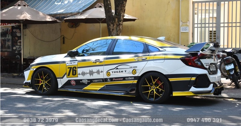 Mẫu dán decal tem Honda Civic đẹp ngầu tại Cao Sang