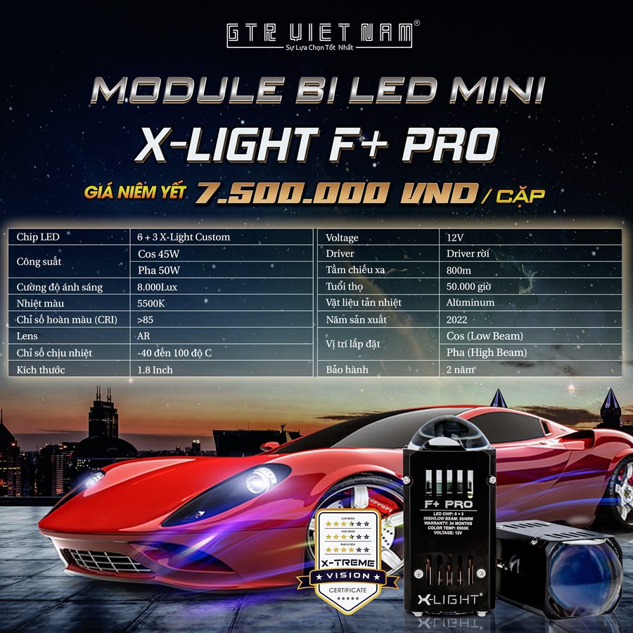 Module Bi Led Mini X-Light F+ Pro - Thiết kế Body siêu thu gọn