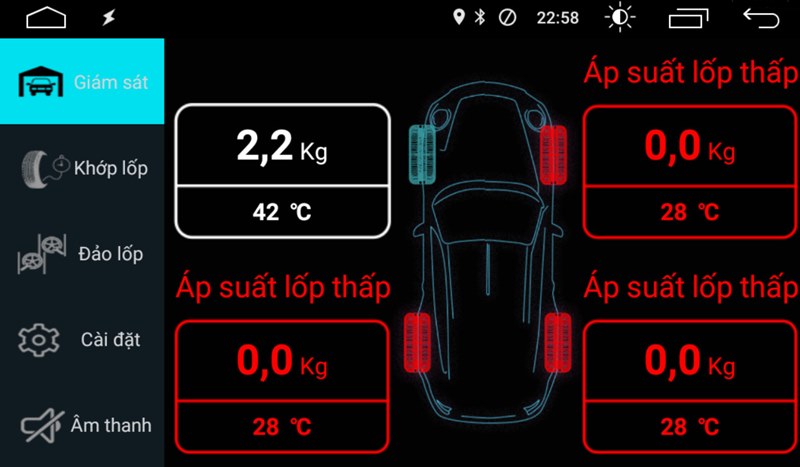 Cảm biến áp suất lốp tích hợp màn hình Android