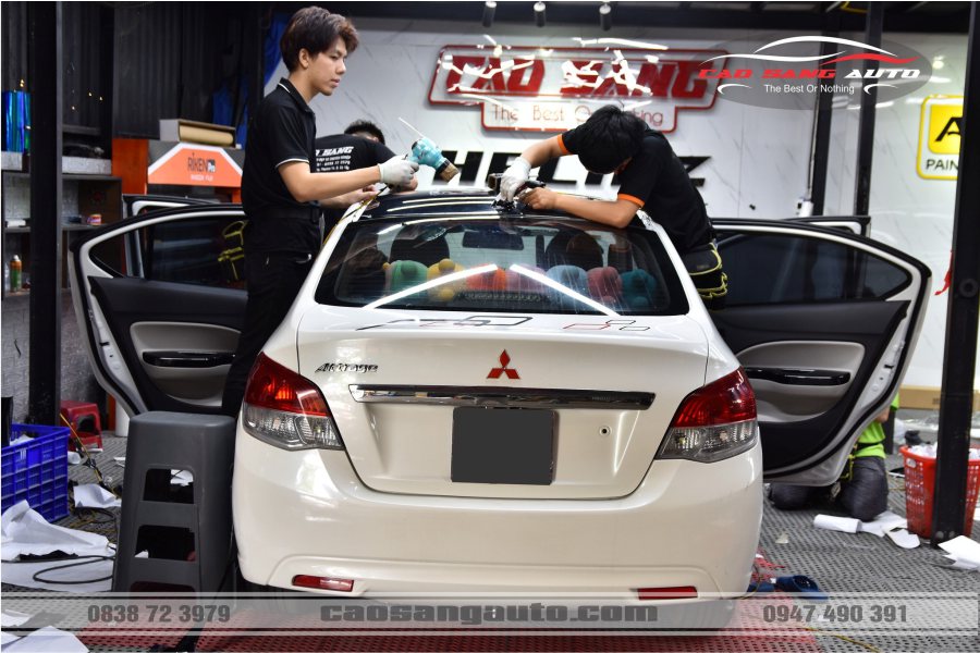 【TOP】Mẫu dán nóc đen xe Mitsubishi Attrage mới nhất. Decal cao cấp bóng như sơn