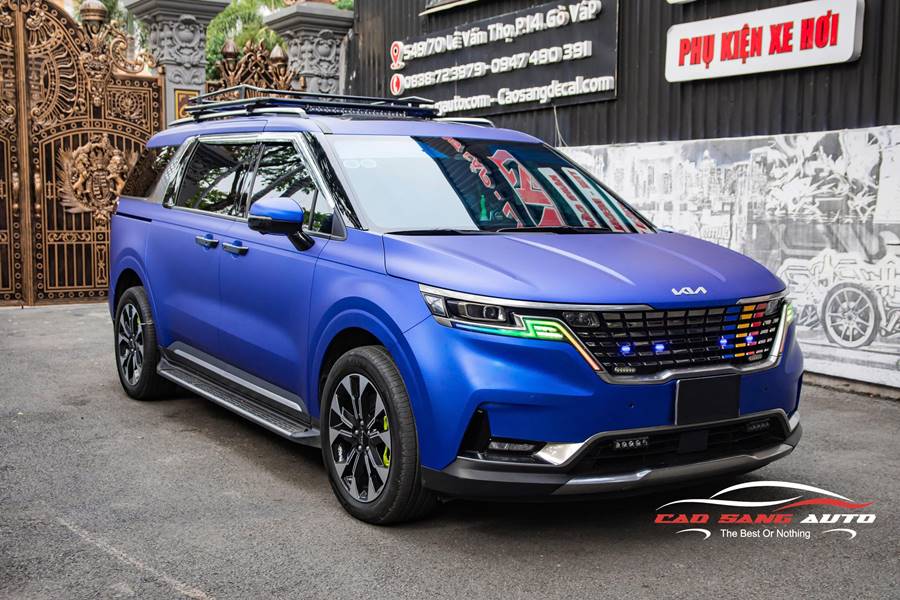 Wrap - Dán đổi màu xe Kia Carnival decal xanh mờ