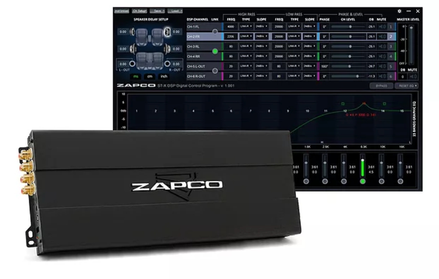 【HOT】Bộ xử lý tín hiệu ZAPCO DSP ST-6X  tích hợp Ampli Class AB
